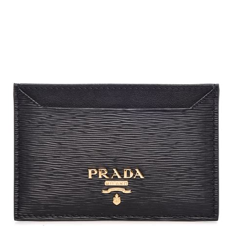 Prada Vitello 'Move' Signature Logo Plaque Card Case, Black 